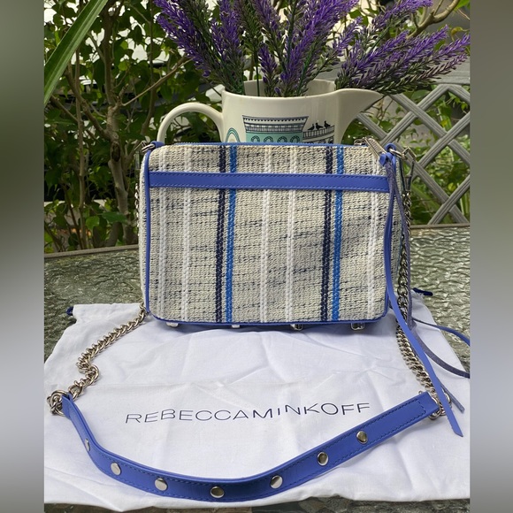 Rebecca Minkoff Blue & Grey Tweed Mini M.A.C. Crossbody Purse - Picture 12 of 14
